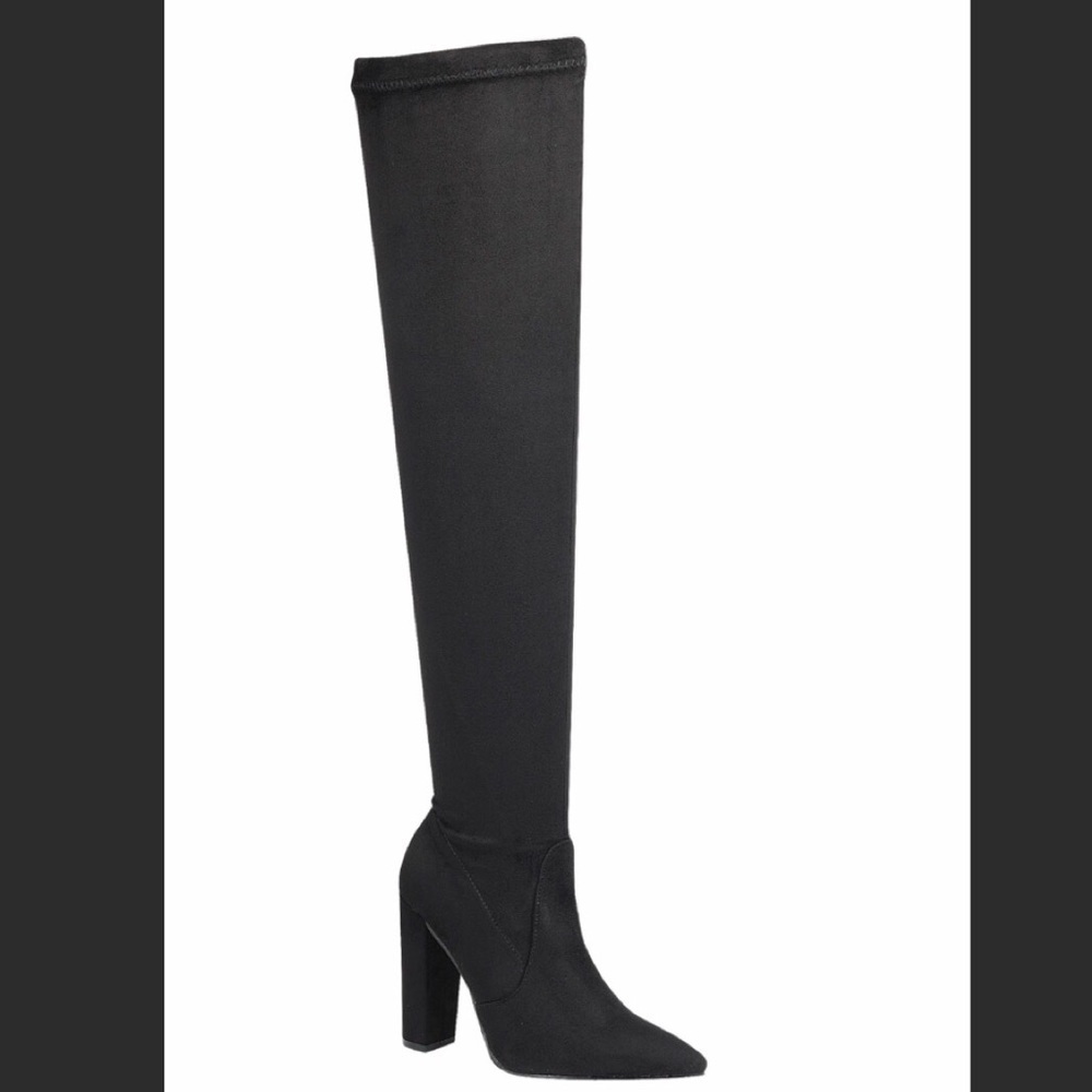 Black Over The Knee Boots Pointed Toe